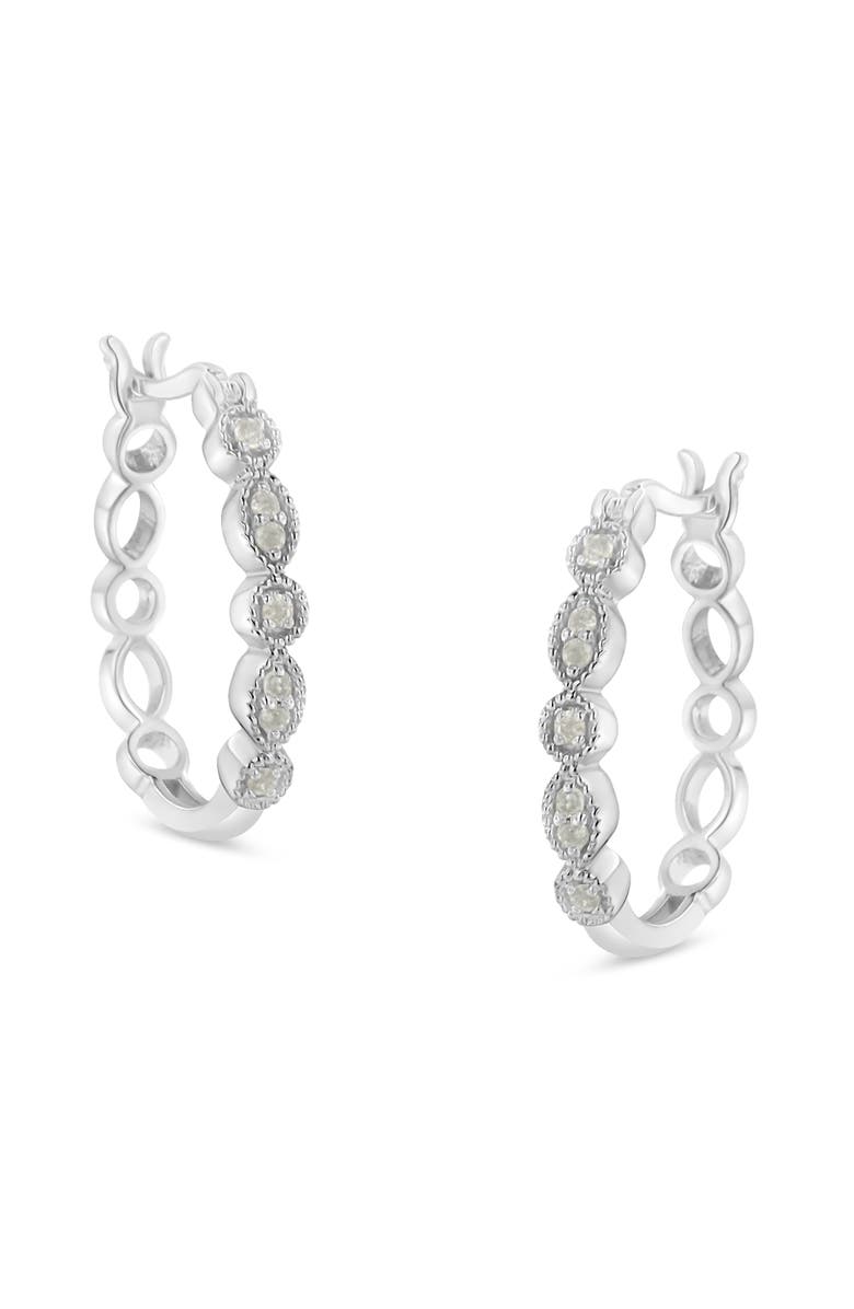 Haus of Brilliance Silver 1/6 Ct Diamond Milgrain Hoop Earring, Alternate, color, White