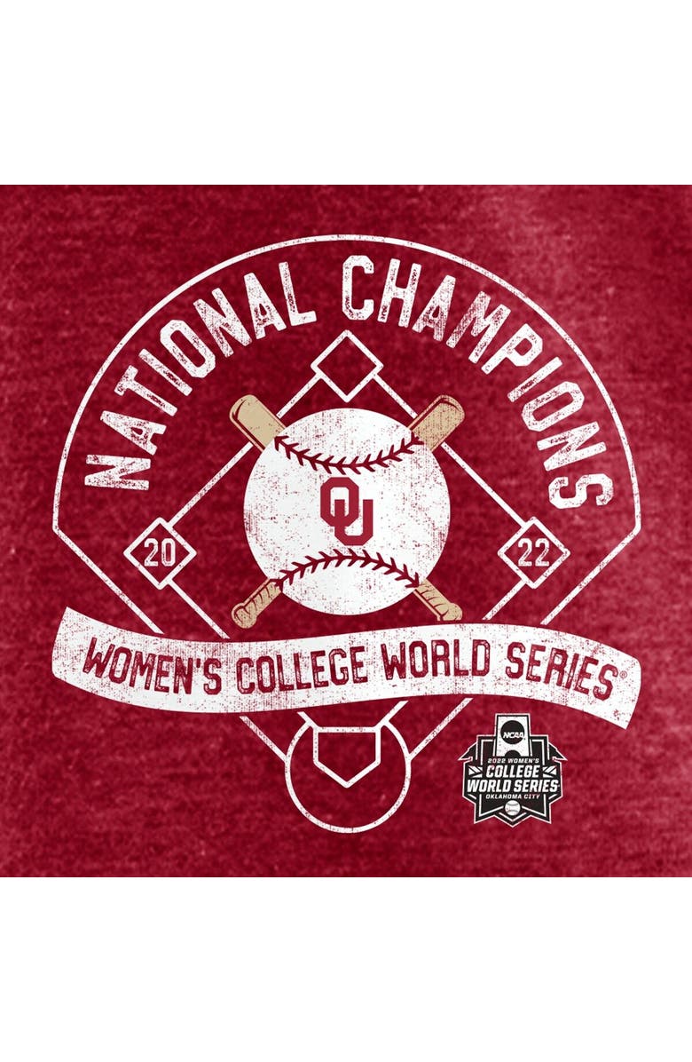 FANATICS Women's Fanatics Branded Heathered Crimson Oklahoma Sooners 2022 NCAA Softball Women's College World Series Champions Slide Schedule T-Shirt, Alternate, color,