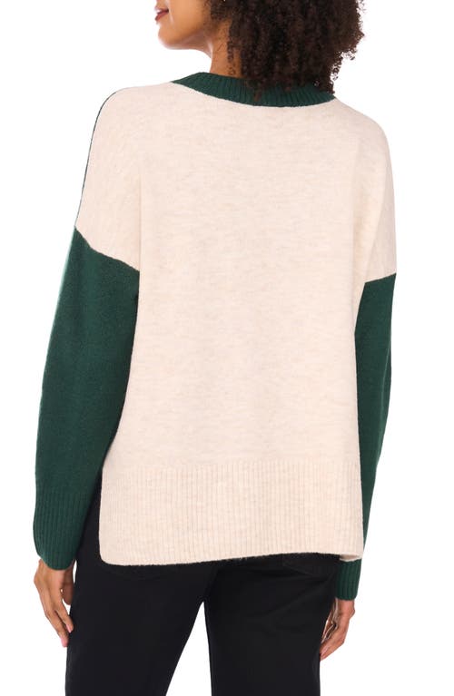 Vince Camuto Contrast High-low Sweater In Green