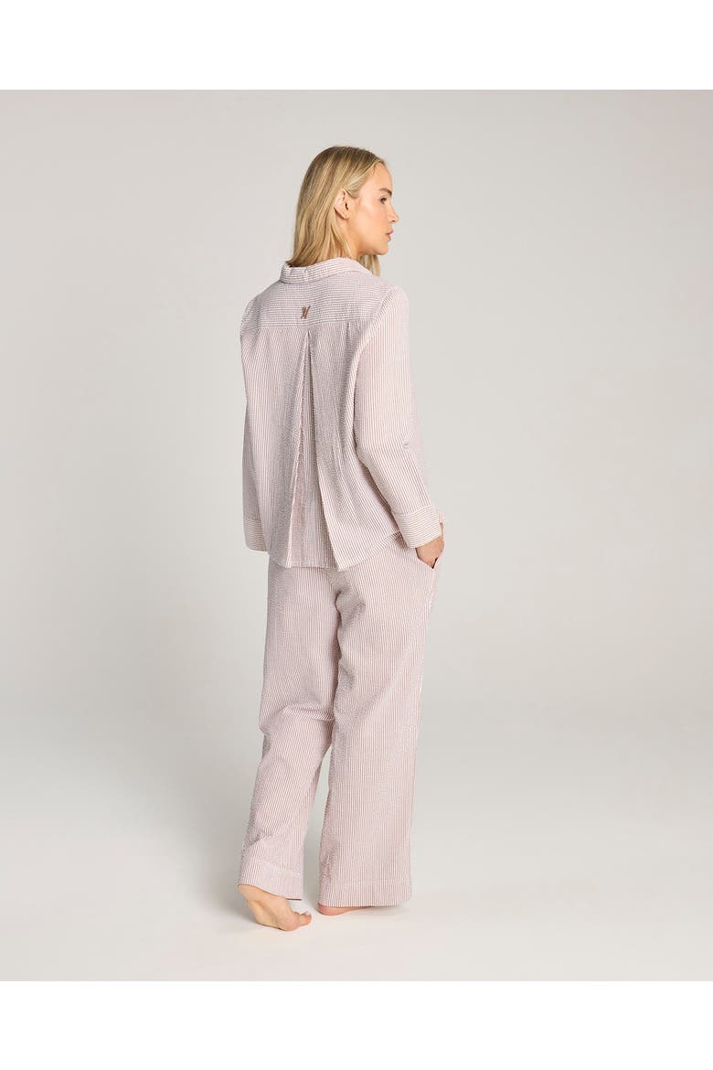 The Seersucker Boxy Long Sleeve Shirt, Alternate, color, Mocha Stripe