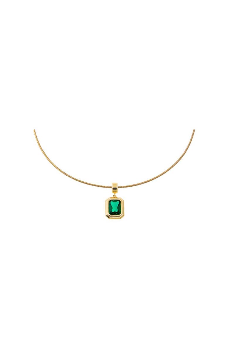 BY ADINA EDEN Colored CZ Emerald Bezel Pendant Omega Chain Necklace, Main, color, Emerald Green