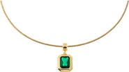 BY ADINA EDEN Colored CZ Emerald Bezel Pendant Omega Chain Necklace