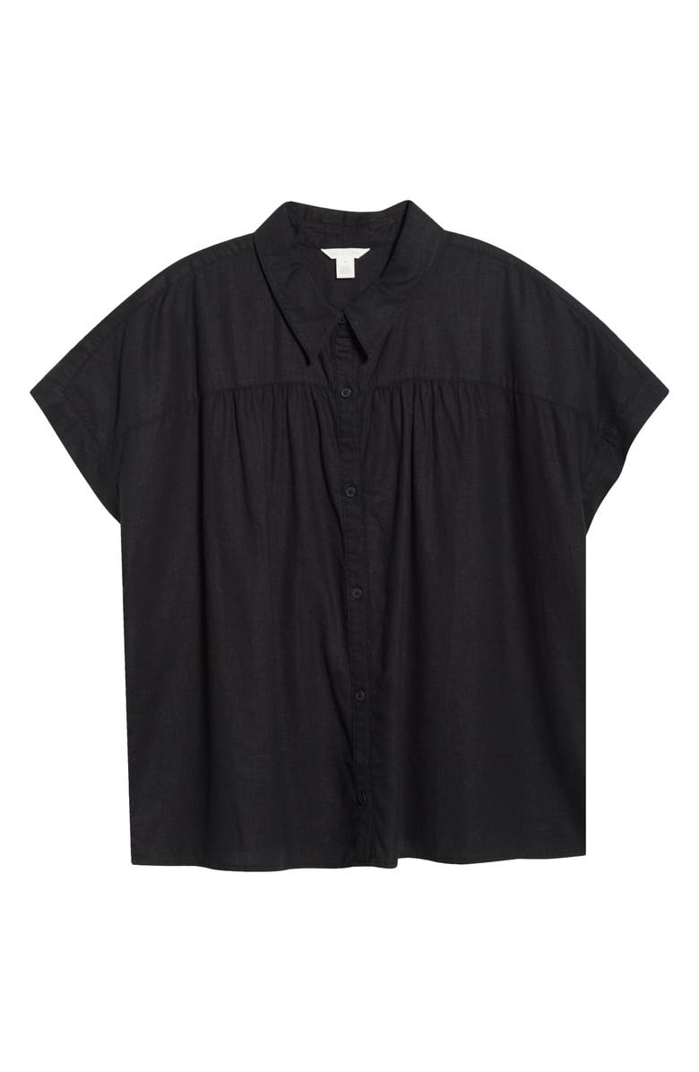 Caslon<sup>®</sup> Linen Blend Button-Up Shirt, Alternate, color, Black