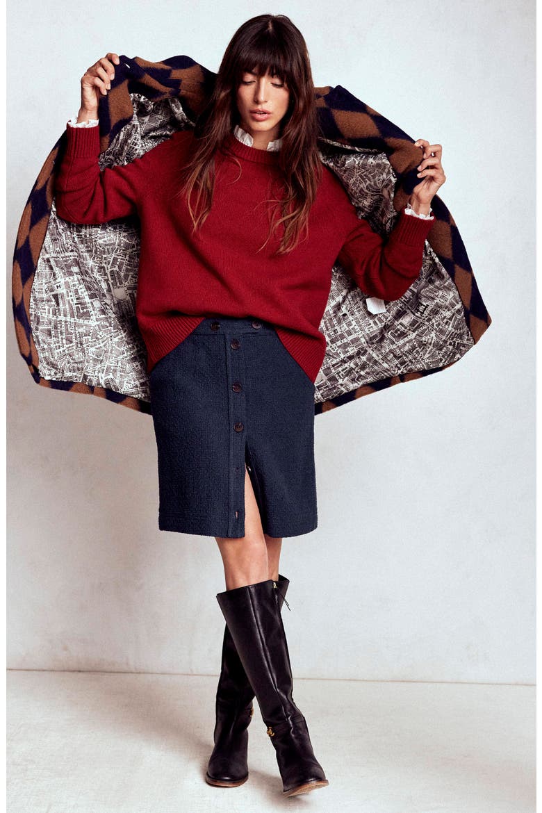 Cecelia Textured Knit Skirt, Alternate, color, NAVY