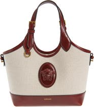 Versace Small La Medusa Canvas & Leather Tote
