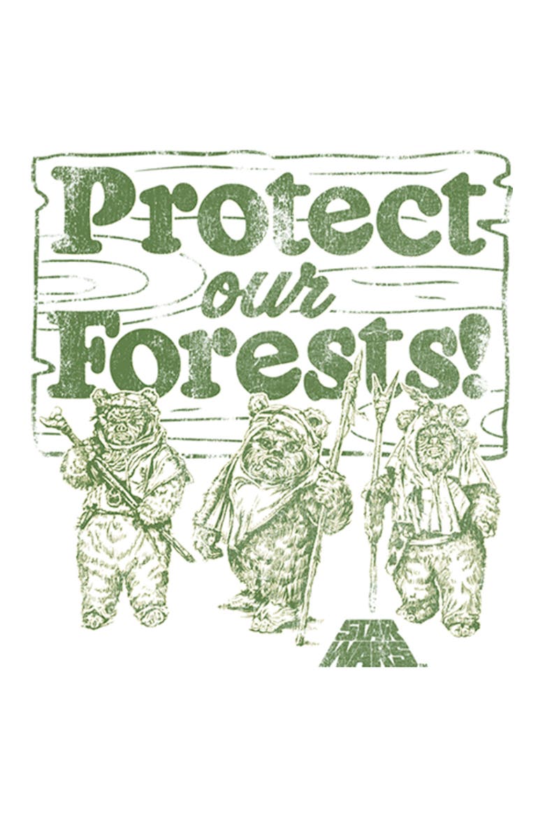 Men's Star Wars Ewok Protect Our Forests  Graphic T-Shirt, Alternate, color, White