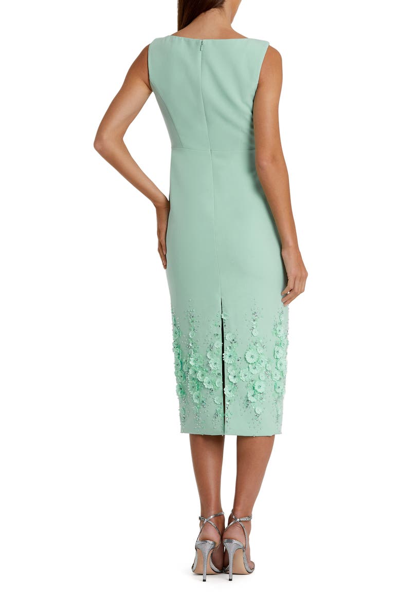 Crepe Sleeveless Floral Beaded Midi Dress, Alternate, color, Sage