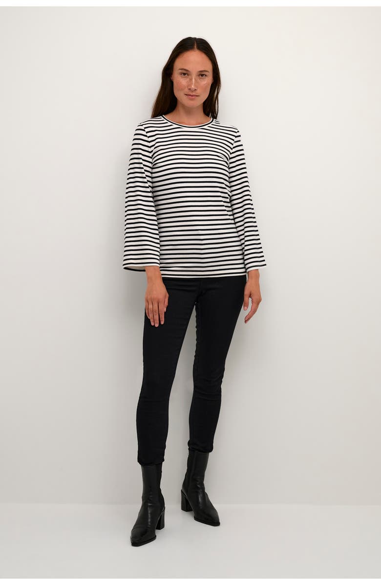 Kaffe Liddy Jersey Blouse, Alternate, color, Chalk/Black Stripe