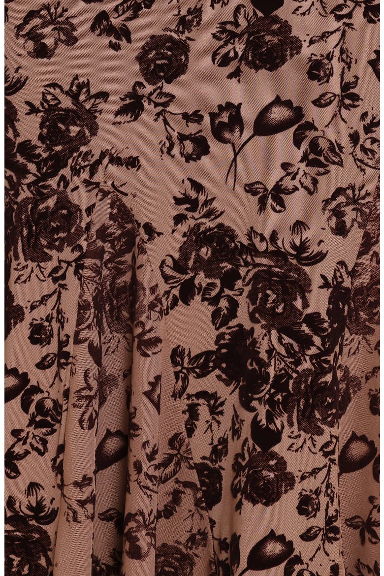 Lolita Floral Print Midi Dress, Alternate, color, BROWN FLORAL
