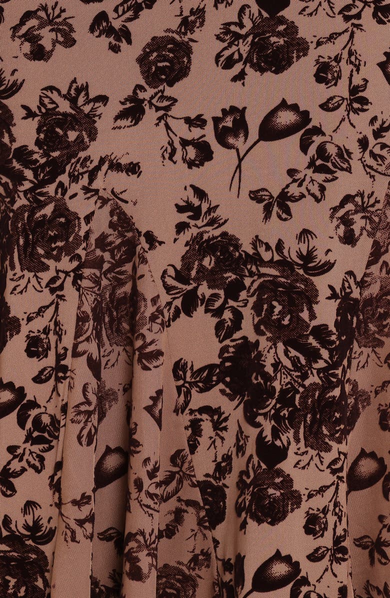 Petal & Pup Lolita Floral Print Midi Dress, Alternate, color, Brown Floral