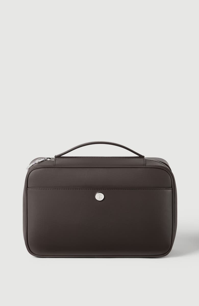 Brunello Cucinelli Calfskin beauty case, Alternate, color, Chocolate