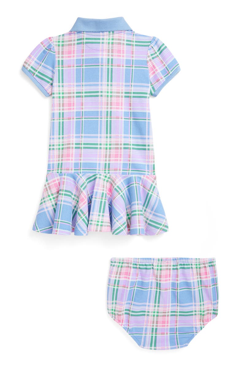Ralph Lauren Plaid Cotton Piqué Polo Dress & Bloomers, Alternate, color, 