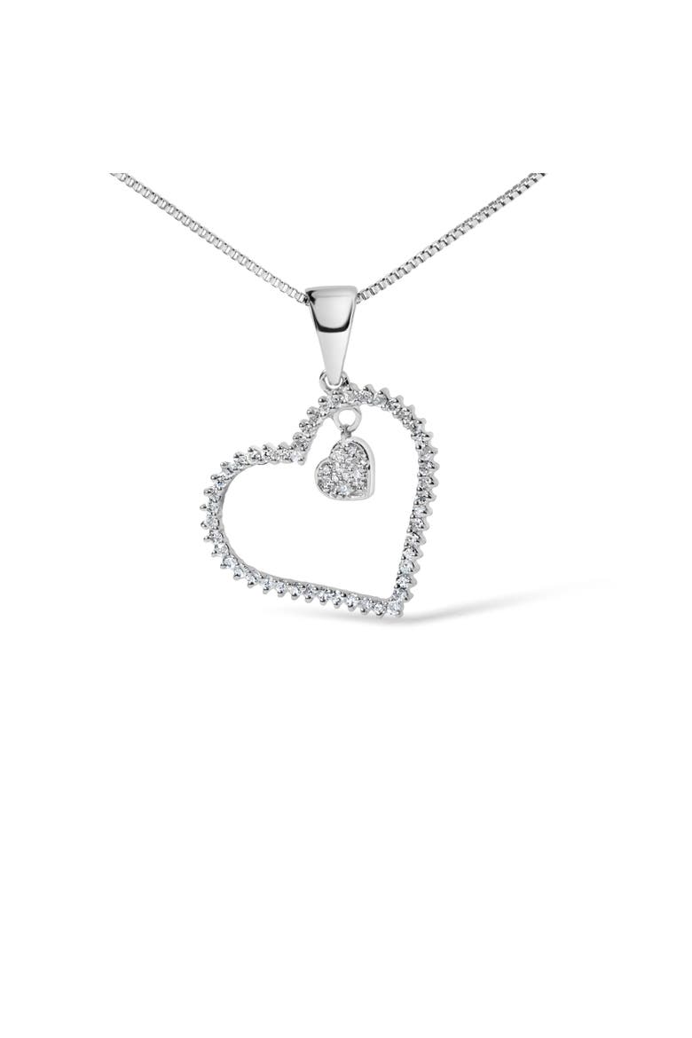 925 Sterling Silver 1/3ct TDW Diamond Heart Pendant Necklace, Alternate, color, Silver
