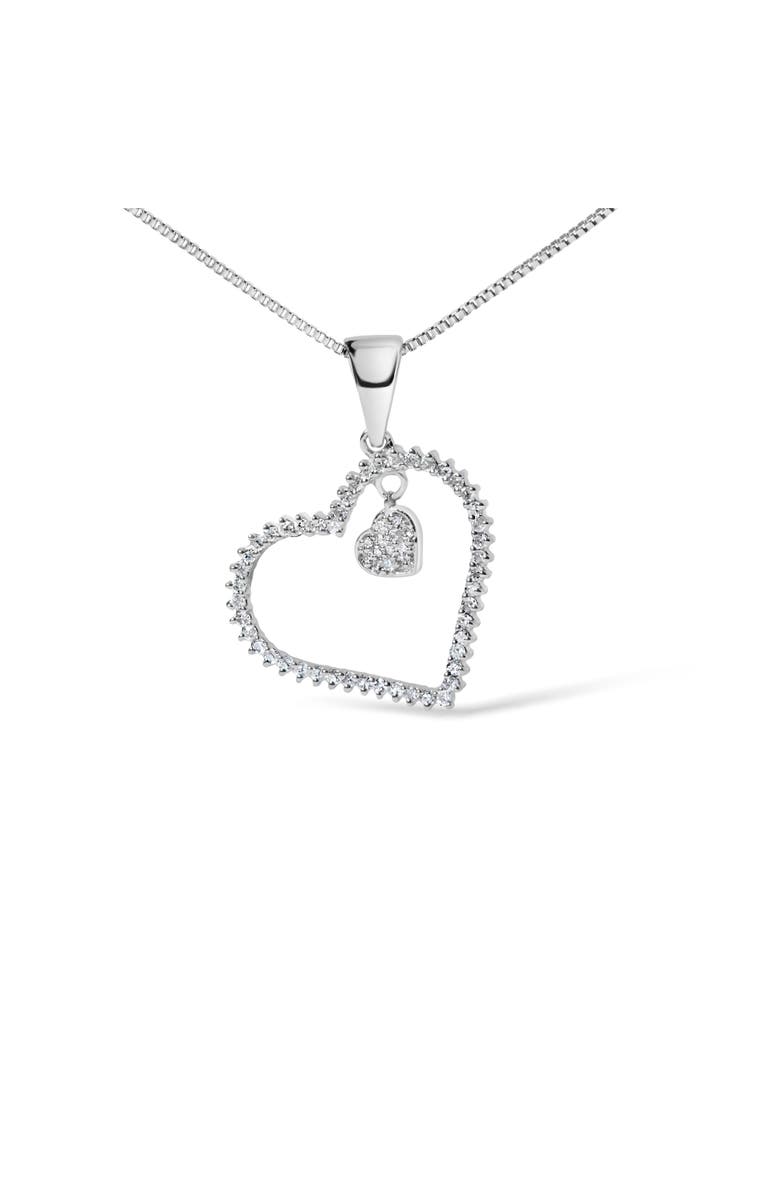 Haus of Brilliance 925 Sterling Silver 1/3ct TDW Diamond Heart Pendant Necklace, Alternate, color, Silver