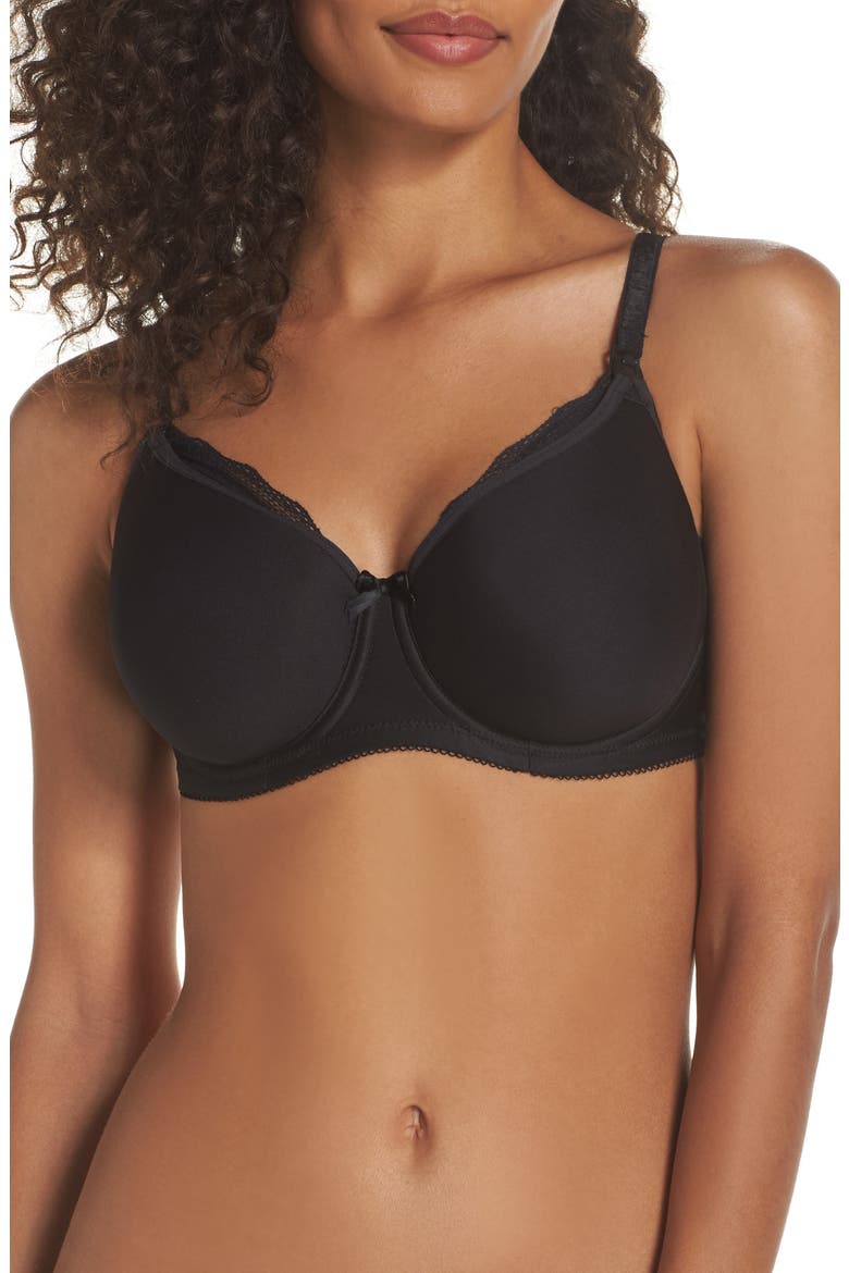 Pure Underwire Spacer Foam Nursing Bra, Main, color, BLACK