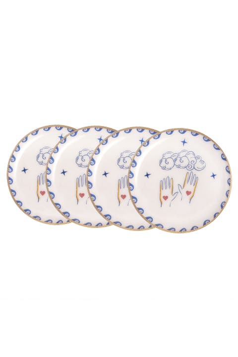 Agra Hand Patterned Round Metal Decorative Tray Set Of 4