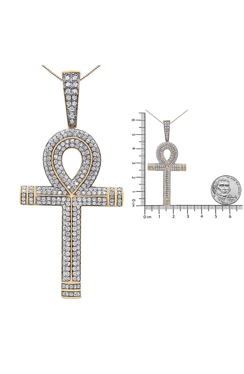 Haus of Brilliance 10K Yellow Gold 1 7/8 Ctw Diamond Ankh Cross Pendant Necklace for Men - NO CHAIN, Alternate, color, Yellow