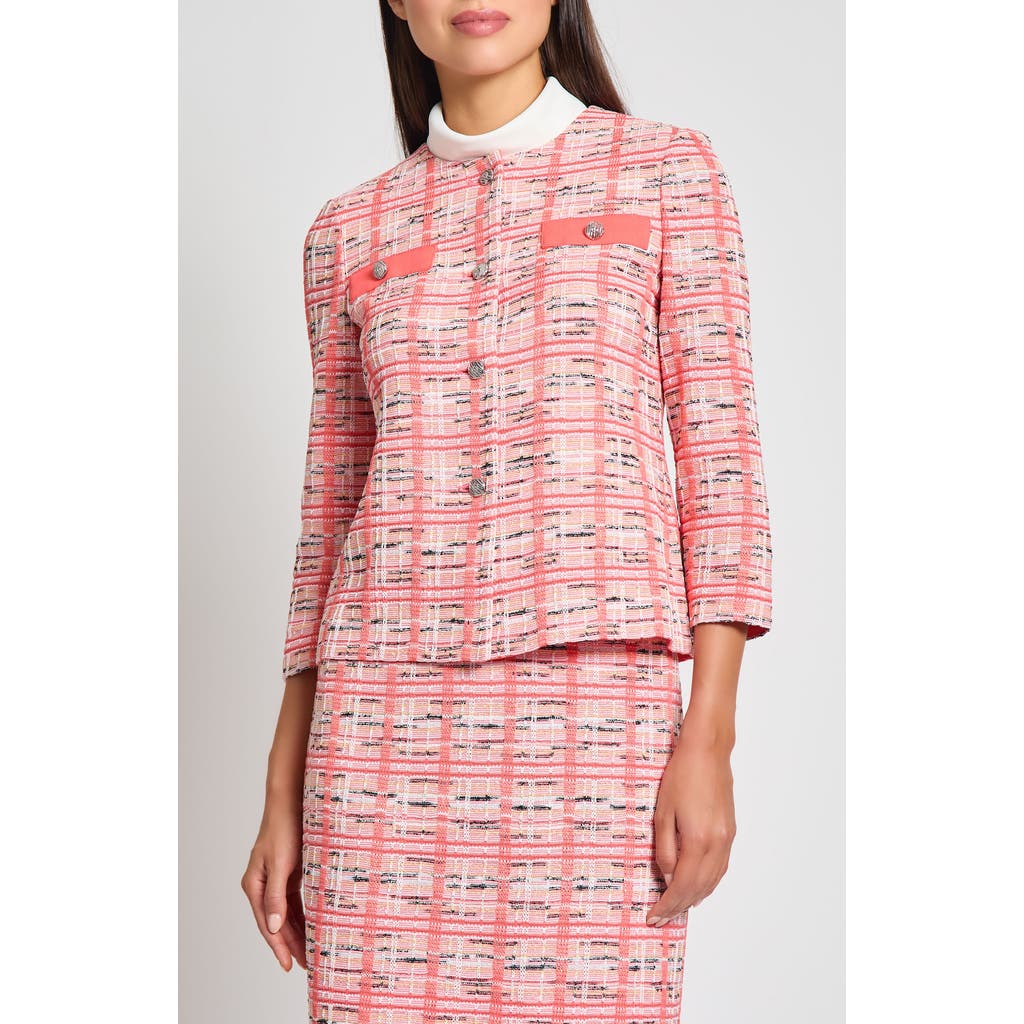 Ming Wang Plaid Knit Jacket