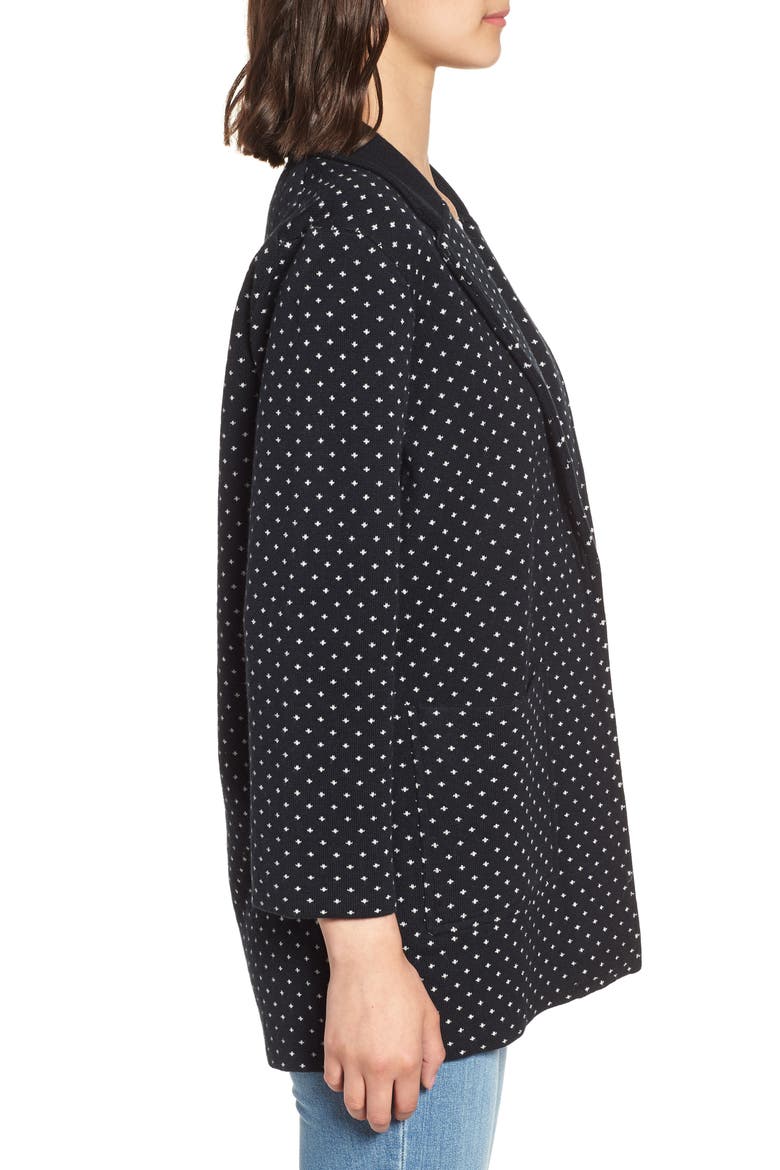 Dot Jacquard Sweater Blazer, Alternate, color, NAVY IVORY