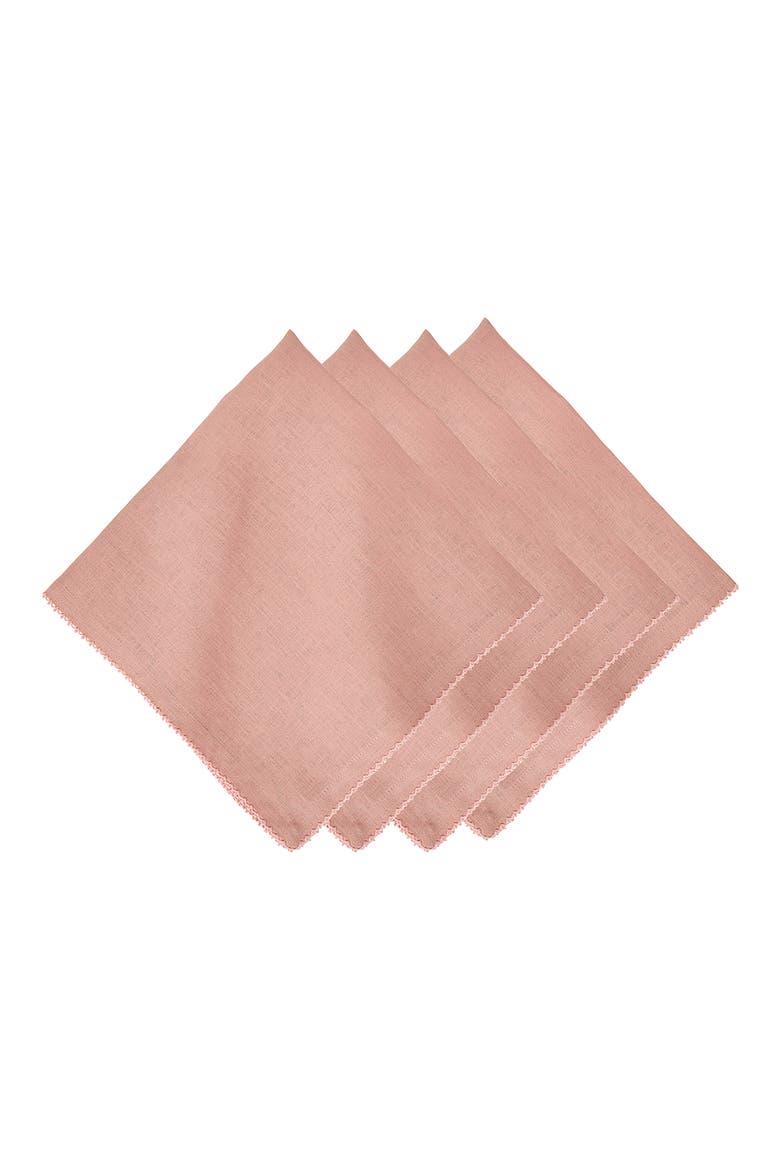 Set of 4 Berry Scallop Linen Napkins, Main, color, PINK