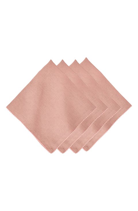 Set of 4 Berry Scallop Linen Napkins