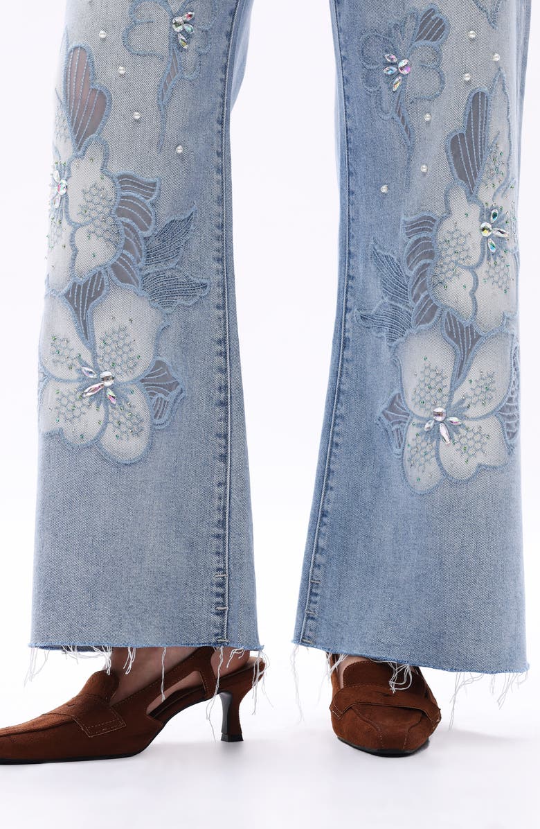 Bayeas Portland Embellished High Waist Wide Leg Jeans, Alternate, color,