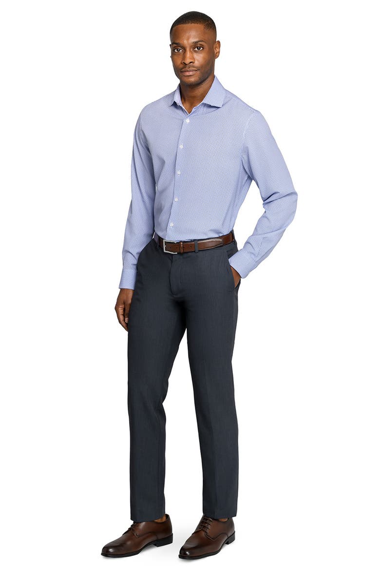 Slim Fit Tile Print Performance Dress Shirt, Alternate, color, WHITE/ PURPLE