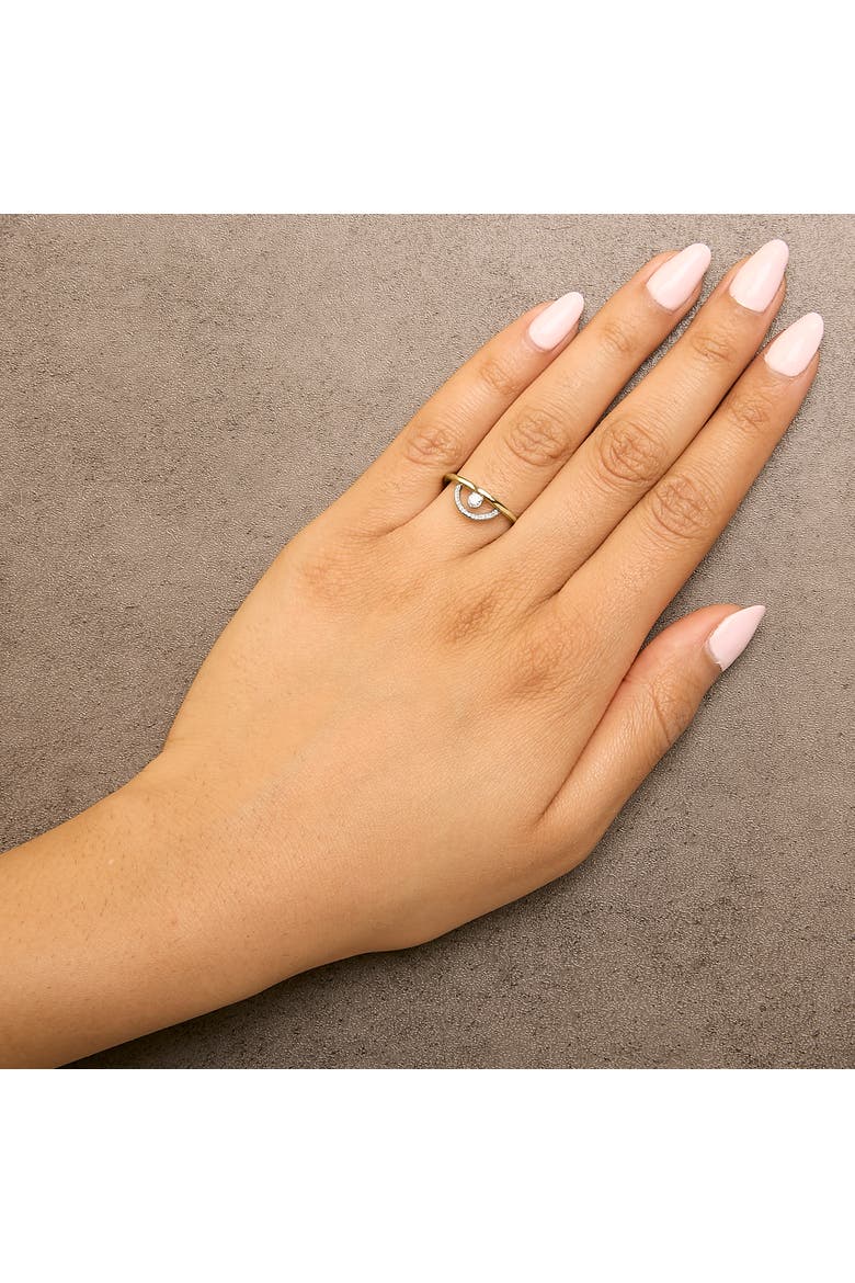 14K Yellow Gold Plated Sterling Silver 1/10 Cttw Diamond Arc Ring, Alternate, color, Yellow Gold over Silver