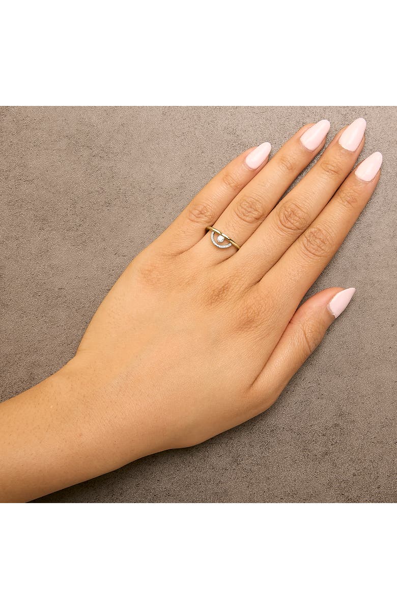 Haus of Brilliance 14K Yellow Gold Plated Sterling Silver 1/10 Cttw Diamond Arc Ring, Alternate, color, Yellow Gold Over Silver