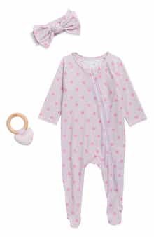 Kids' Polka Dot Footie, Headband & Rattle Set