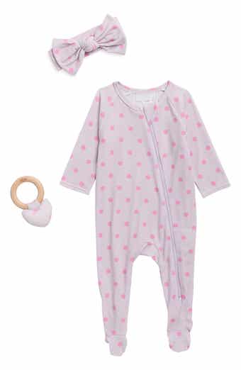 Kids' Polka Dot Footie, Headband & Rattle Set