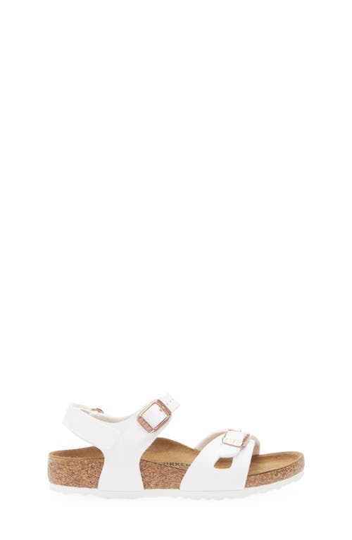Birkenstock Rio White Flat Sandals With Double Strap In Faux Leather Girl In White