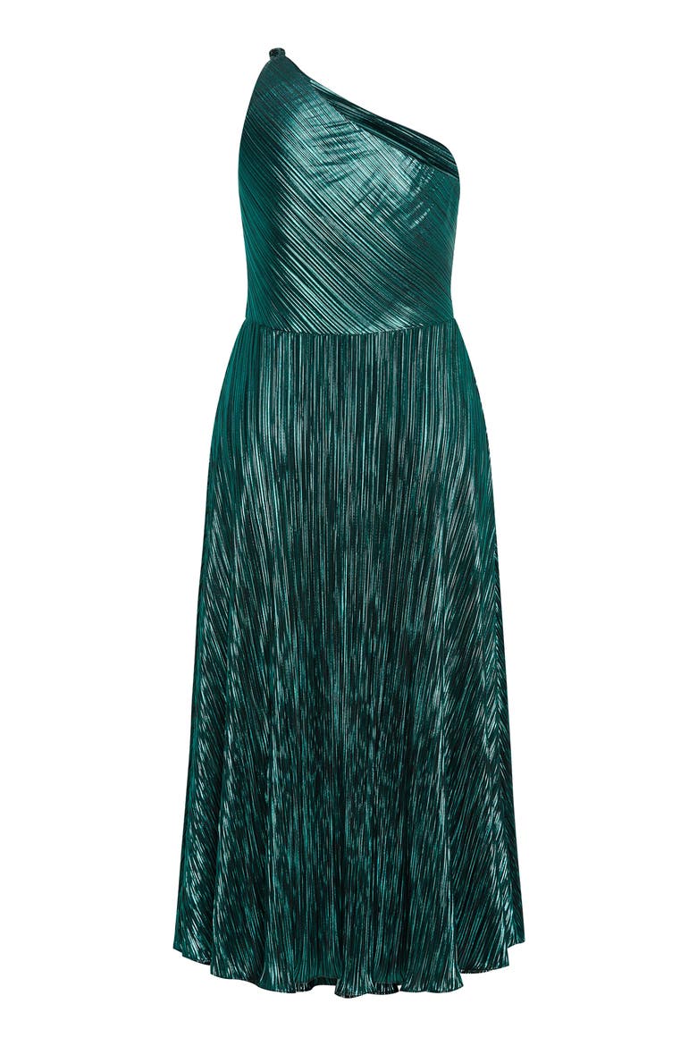 Kamila Metallic One-Shoulder Maxi Dress, Alternate, color, EMERALD