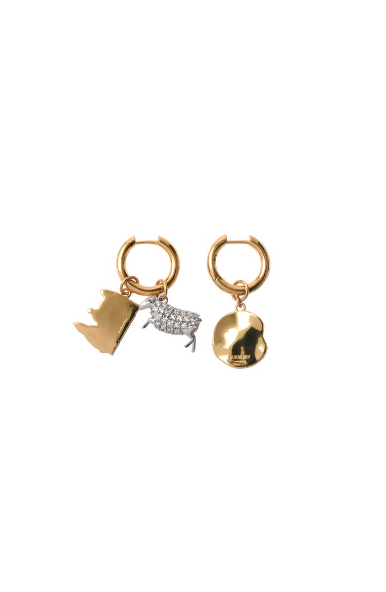 Burberry Charm Hoop Earrings, Alternate, color, Gold/Multicolour
