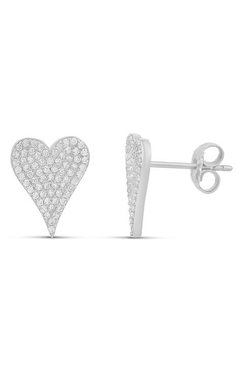 Pavé Heart Stud Earrings