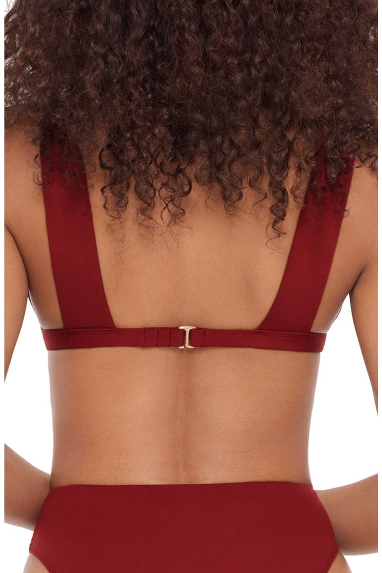 Studded Triangle Bikini Top, Alternate, color, SANGRIA