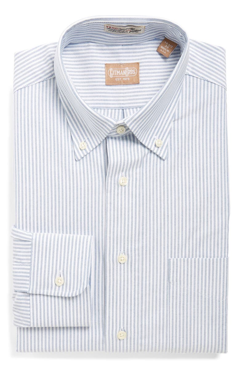 Gitman Cambridge Oxford Regular Fit Stripe Dress Shirt, Main, color,