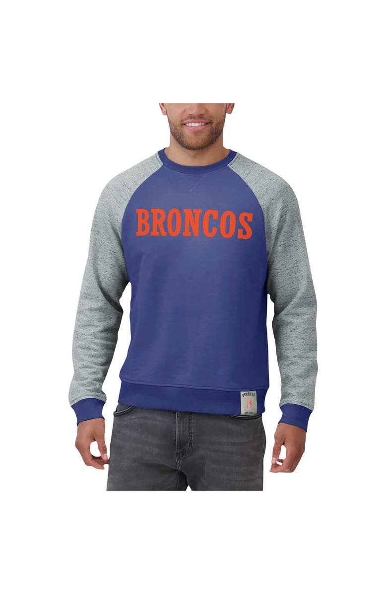 Darius Rucker Collection by Fanatics Men's Darius Rucker Collection by Fanatics Royal/Heather Gray Denver Broncos Throwback Color Block Raglan Pullover Sweatshirt, Alternate, color, Royal