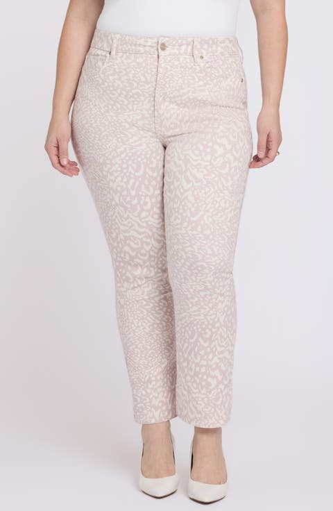 Billie Print High Waist Mini Bootcut Jeans (Snow Leopard) (Plus)