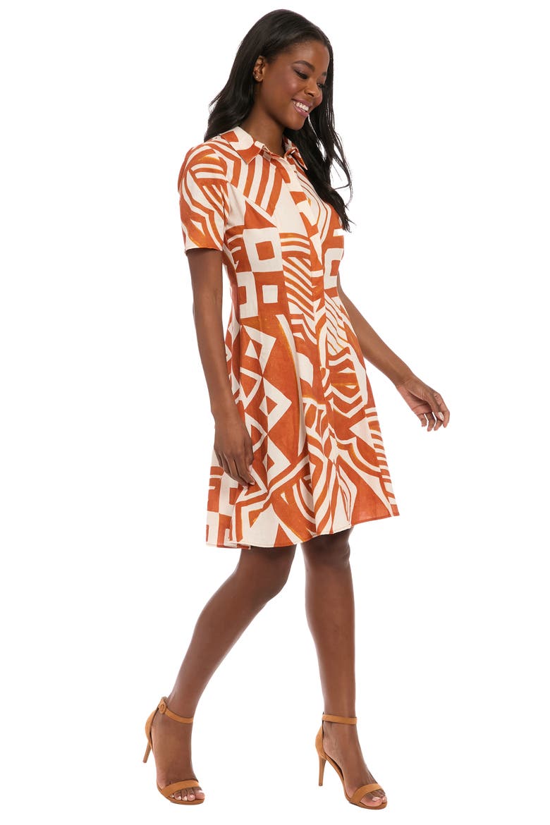 Linen Blend Shirtdress, Alternate, color, PEACH/ ORANGE