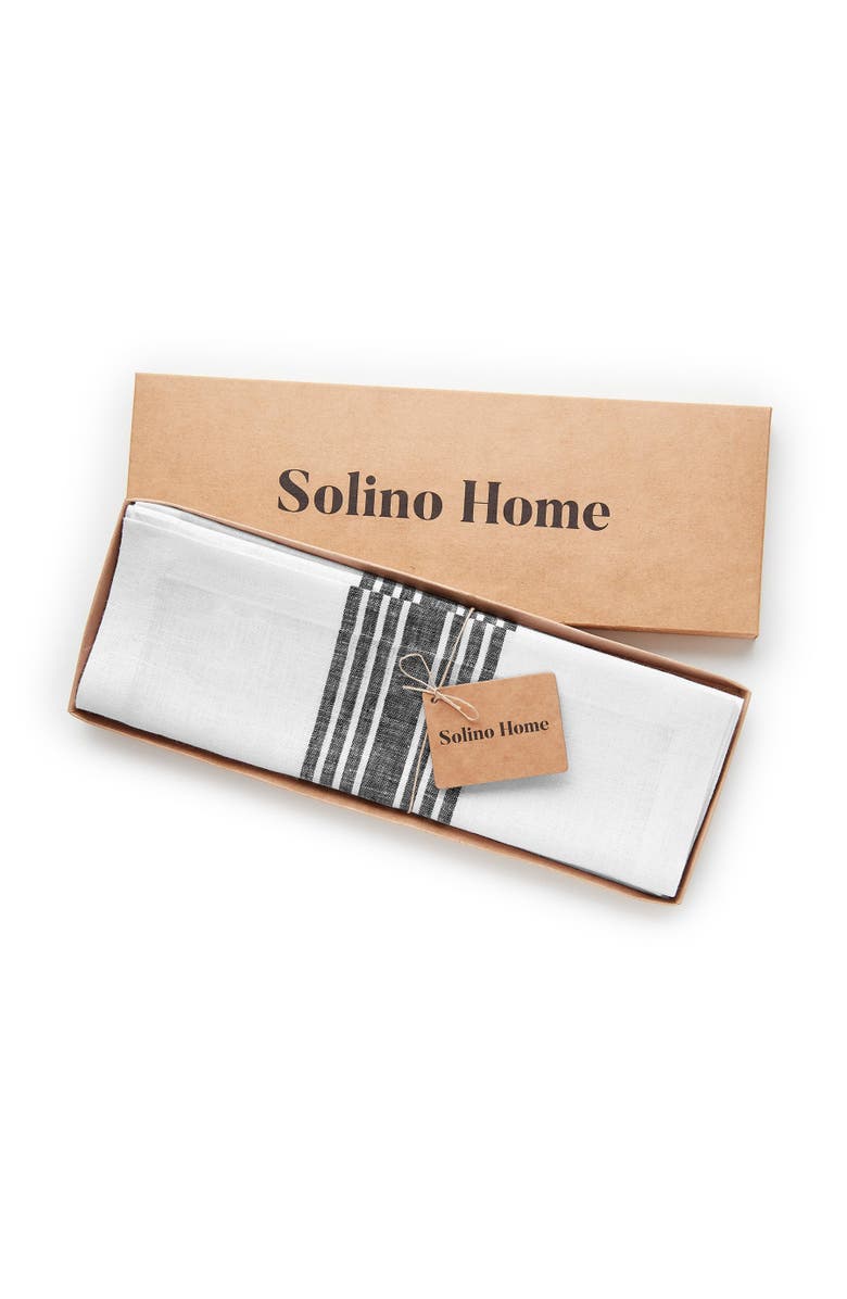 Solino Home Linen Placemats - Farmhouse, 14" x 19" Inch, Alternate, color, Black And White