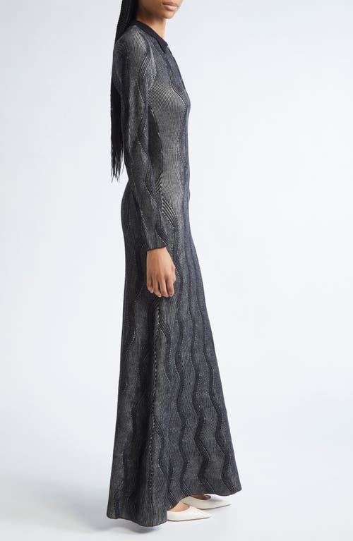 Zankov Mirabelle Long Sleeve Rib Merino Wool Maxi Sweater Dress In Gray