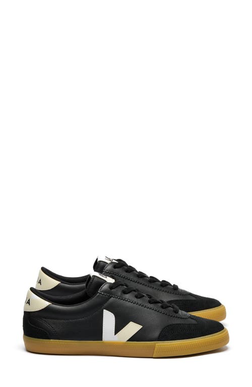 Veja Volley Black Sneakers With Side Logo And Lettering Logo On The Heel In Organic Cotton Unisex In Black