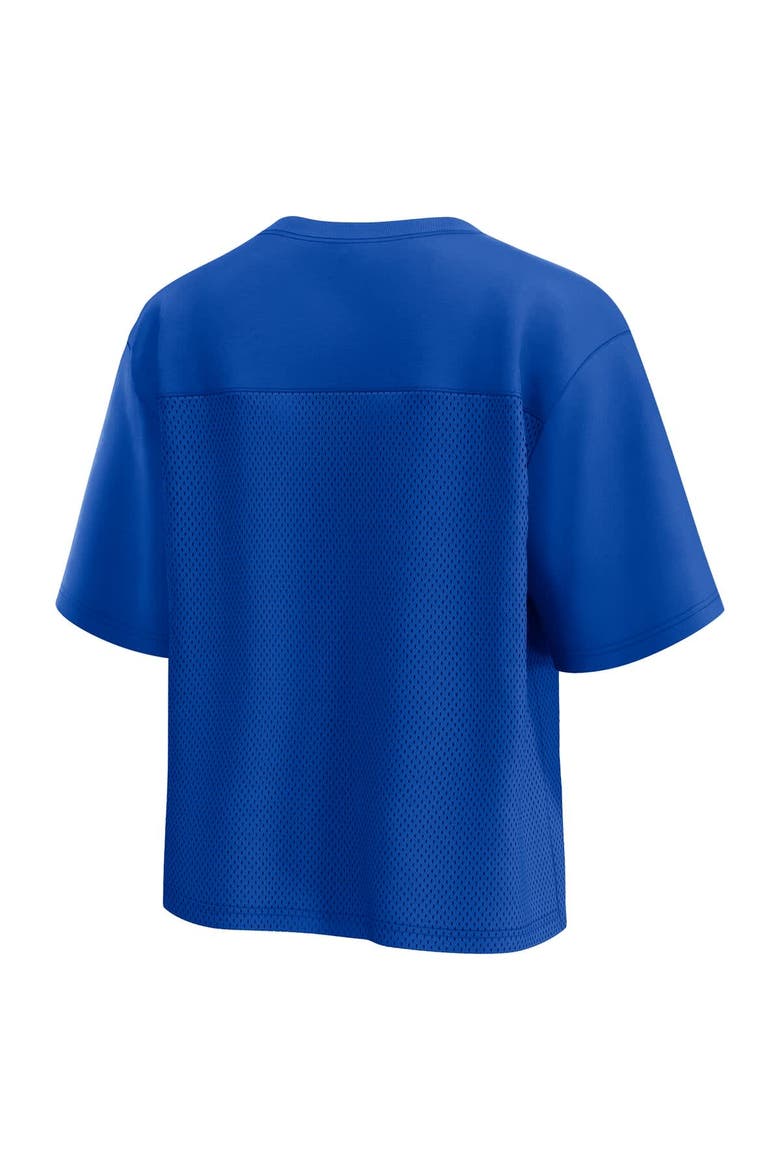 Women's Fanatics Royal Kentucky Wildcats Tall Script Overlay Mesh V-Neck Fashion Top, Alternate, color, Royal