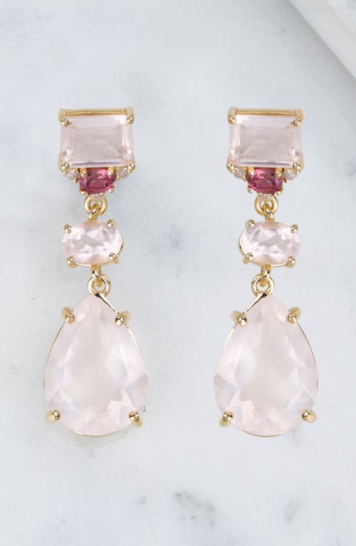 Ys Gems Rose Quartz & Rhodolite Drop Earrings In Pink