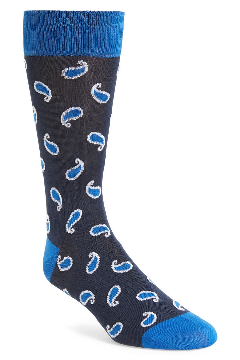 Paisley Socks, Main, color, CLASSIC BLUE