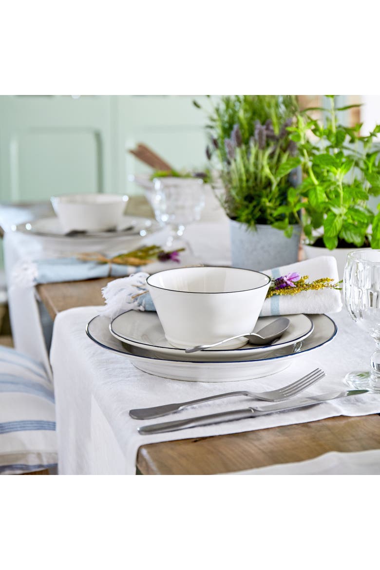 Beja 12-pc place setting w/ cereal bowl, Alternate, color, White & blue