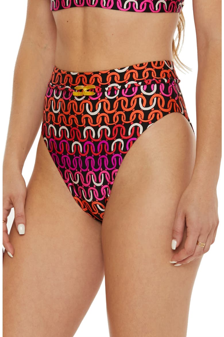 Echo Belted High Waist Bikini Bottoms, Alternate, color, PINK