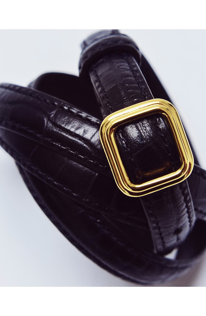 Lié Studio The Georgia Leather Belt, Alternate, color, Gold Black Croc