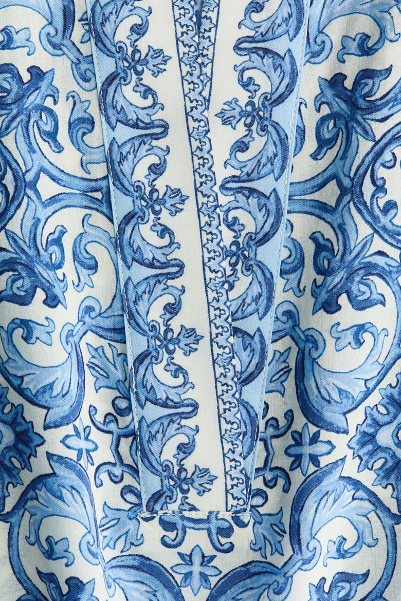 Tie-belt Tunic Dress, Alternate, color, Blue/patterned